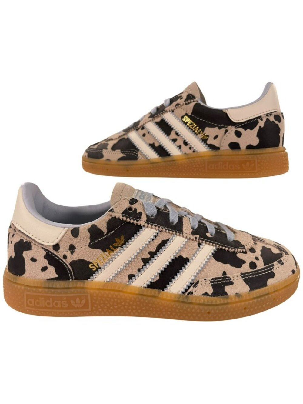 Adidas Kids Handball Spezial C Sneakers Cow Print Black White Gum Sole Size 1